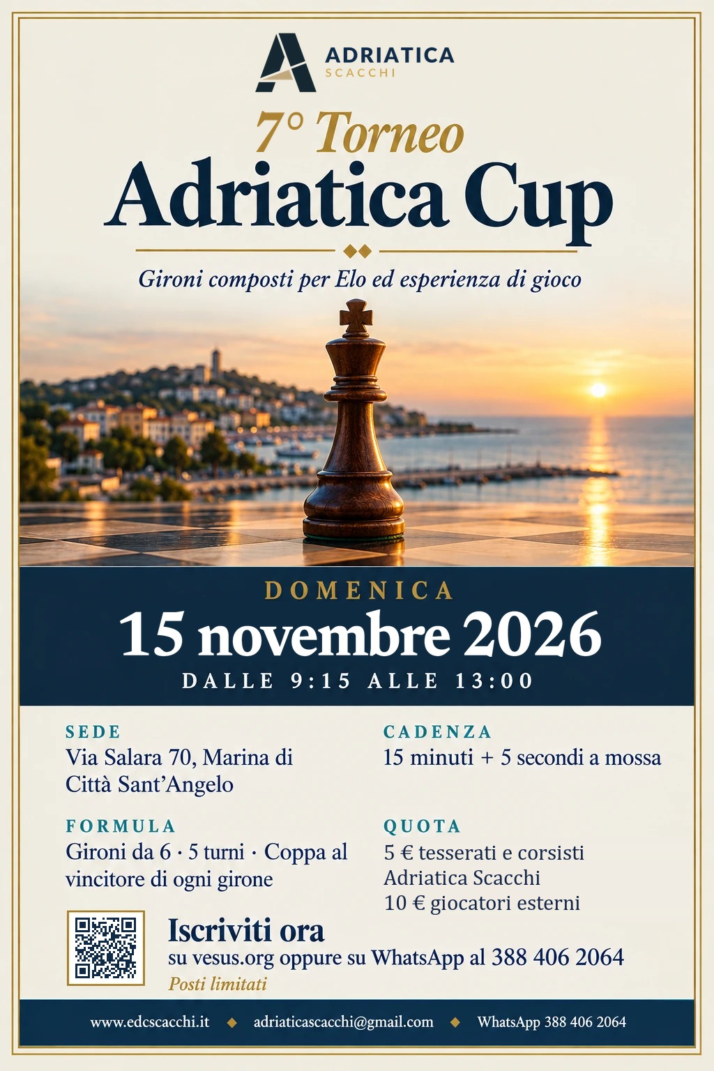 Locandina del 7° Torneo Adriatica Cup, domenica 15 novembre 2026